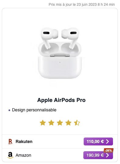 exemple de rendu d'Affimax pour des airpods
