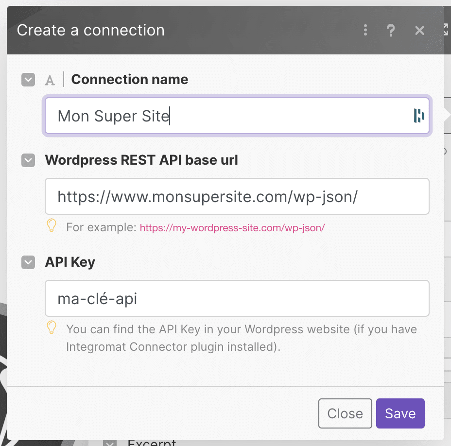 parametrage make wordpress